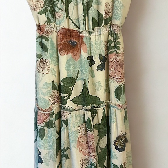 Anthropologie Maeve Maravilla Tiered Maxim Dress Size 6 Floral Print Cream Green - Picture 6 of 7